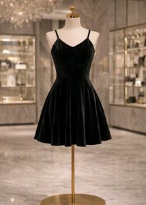 Elegant Black Velvet Mini Dress