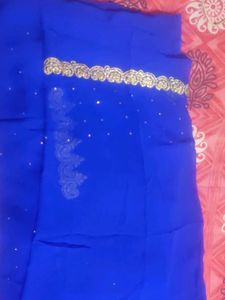 Royal Blue Saree with Gold Embroidery