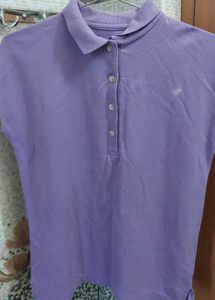 Women Polo Collar Solid Tshirt