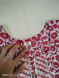 Red Printed Cotton Suit Set