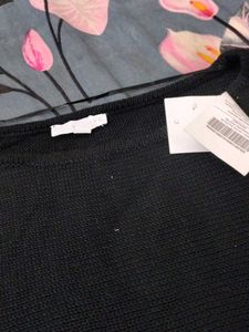 Black textured short sleeve Sweatshirt