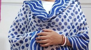 Blue Polka Dot Dupatta
