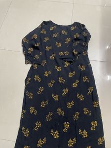 Black Kurta With Floral Print