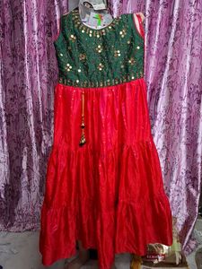 Festive Red & Green Anarkali Dress