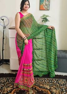 Embroidered Kutchi Work Georgette Saree