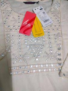 New Off White Mirror Work kurta