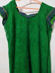 Leaf Green Kurta With Nice Neck Design