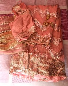 Beautiful Peach Pink Lahenga