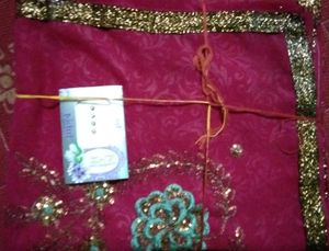 Pink Embroidered Fabric Saree