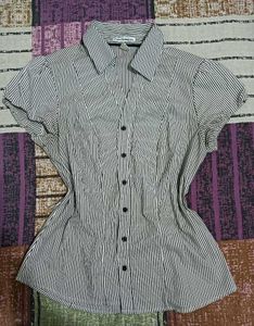 Striped Short Sleeve Button-Up