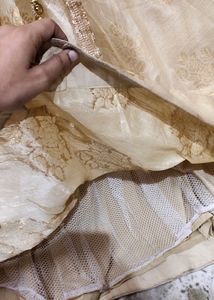 😍Beautiful Golden Blouse Lehenga With Shrug Set🥰