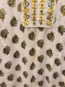Patterned Drawstring Pants And Kurta With Dupatta