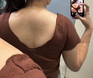 Brown Ribbed Crop Top