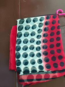 Red &amp; Black Printed Saree