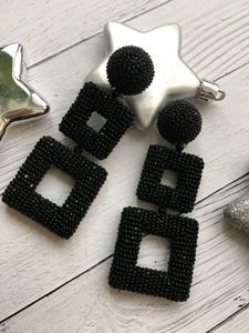 Black Bead Earrings 🖤✨