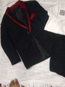 Boys Black Suit with Red Trim