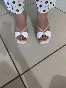 Elegant White Heeled Sandals