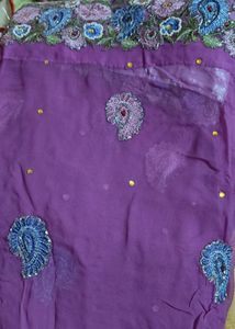Purple Embroidered Saree