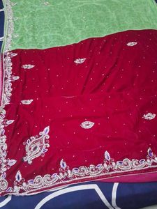 It Is Gorgeous Magenta Velvet Work Saree
