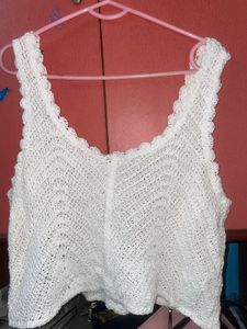 White cami braid strap crochet top With shrug XL