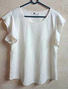 White Ruffle Sleeve Top