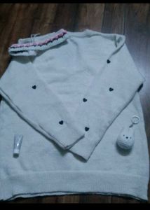 Korean Heart Pattern V-Neck Sweater