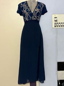 Pintrest Navy Lace Bodice Maxi Dress