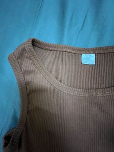 Brown Sleeveless Crop Top