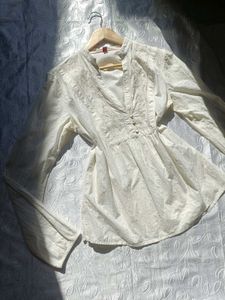 Y2K Ivory Embroidered Tunic 🤍