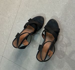 Black Wedge Sandals