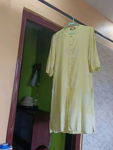 Yellow Embroidered Kurti