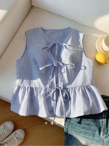 Blue Ruffle Tank Top