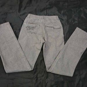 low waist straight fit Y2K sparkle denim