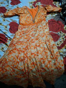 Orange Embroidered gown
