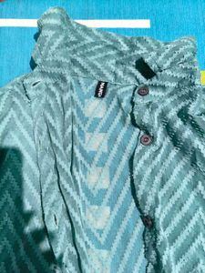 Mango Basic Turquoise Patterned Top