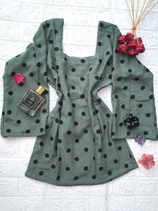 Corset Back Polka Dot Kurti 🖤