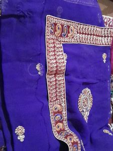 Navy Blue Designer Saree With Blouse