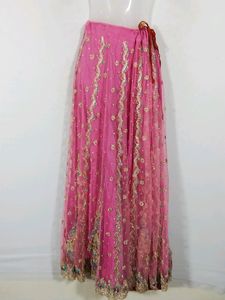 Coral Pink Embroidery Printed Skirt (Women)