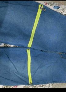 Zipper Detail Denim Pants