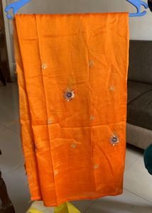 Orange Embroidered Saree