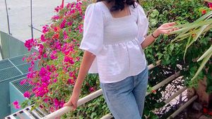 Cute White Peplum Top