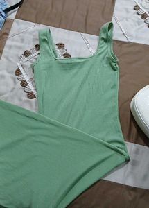Olive Green Ribbed Bodycon Midi Dress