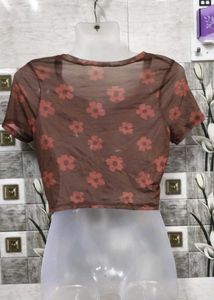 Floral Print Sheer Crop Top