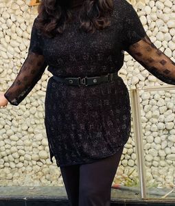 Black Sparkle Mesh Top