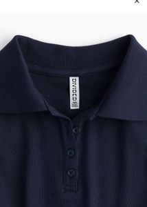 Navy Polo Crop Top