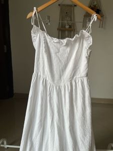 Swiss Dot Corset Ruffled Sleeveless Midi Dress