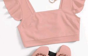AAHWAN flared sleeves crop top