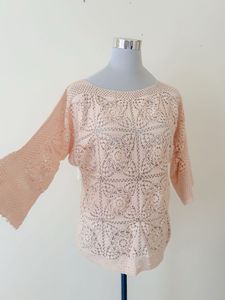 PEACH CROCHET TOP