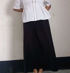Navy A-Line Midi Skirt