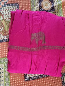 Chanderi Print Pink Long Skirt